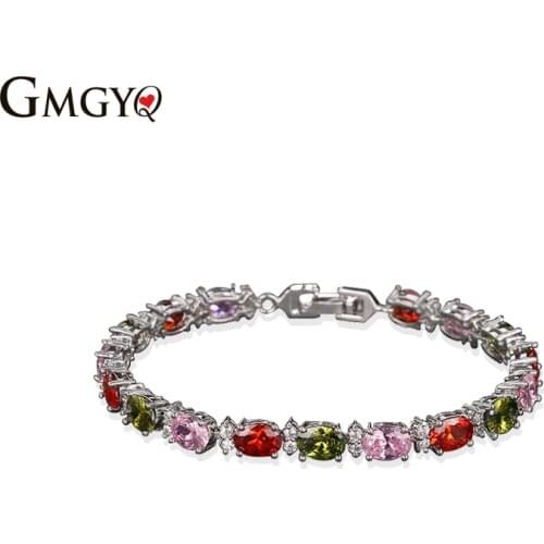 GMGYQ Korean Jewelry Elliptical Cubic Zirconia Charm Bracelets For Women Bohemian Jewelry Women Accessories Wholesale