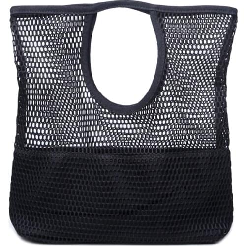 High Quanlity Canvas Beach Bags Mesh Women Bag Portable Shopping Bags Travel Organizer Hollow Beach Handbags Minimalism Hand Bag