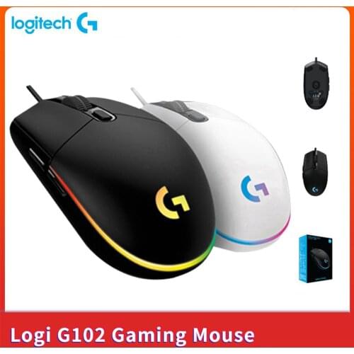 For Logitech G102 Gaming Mouse8000DPI Adjustable RGB Macro Programmable Mechanical Button Wired Game Mice Laptop USB Home Office