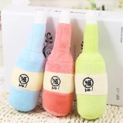 Traumdeutung Small Dogs Toys Beer Chew Squeaker For Pets Plush Puppy Cats Toys Bones Puppy Products Accessories zabawka dla psa