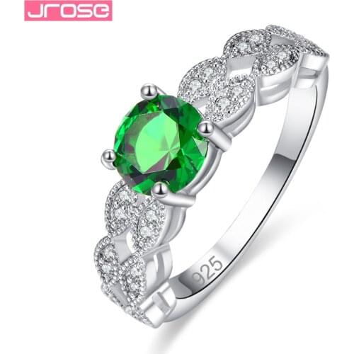 JROSE Classic Four Claw 1 Carat 7mm Zircon Wedding Rings For Women Jewelry Silver Color Engagement Ring Female Anel Bijoux Gifts