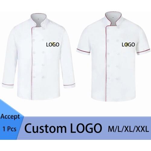 Custom LOGO Chef Jacket Catering Long/Short Sleeves Work Wear Clothes Restaurant Uniforrms Coat Women Kitchen Cook Clothing
