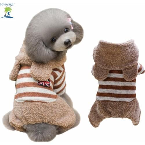 Hot Sale Pet Dog Clothes Warm Dog Coats Winter Striped Dog Sweater Parkas 2 Colors for Small Large Dog Freeshipping