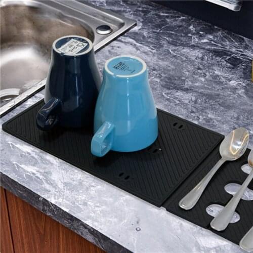 Multiple Utensil Holder Folding Nonslip Silicone Reusable Dish Drying Mat Cutting Board for Kitchen