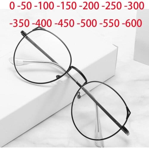 Fashion New Cat Ear Reading Glasses Flat Mirror Female Cute Cat Eye Myopia Girl Myopia Glasses Mental Frame 0 -0.5 -1.0 To -6.0