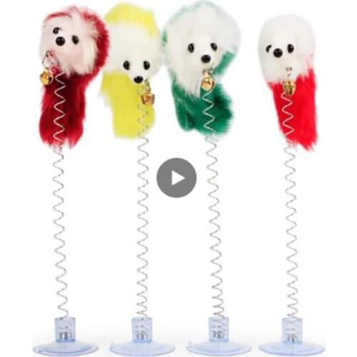 Feather Stick Spring Toy Suction With Bell Mouse Cat Interactive Pet Tool Elastic Scratcher Mice Teaser Entertainment Multicolor