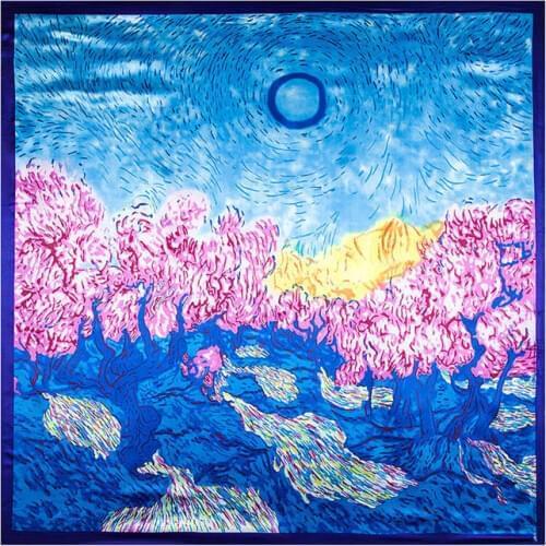 2018 30colors 90cm*90cm New Luxury Brand Twill Women Silk Scarf Small Floral Print Square Scarves Warps Fashion Hijab Headscarf