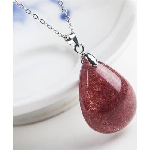 Genuine Natural Strawberry Quartz Pendant 27*20*9mm Red Water Drop Bead Healing Crystal Necklace Pendant Drop Shipping