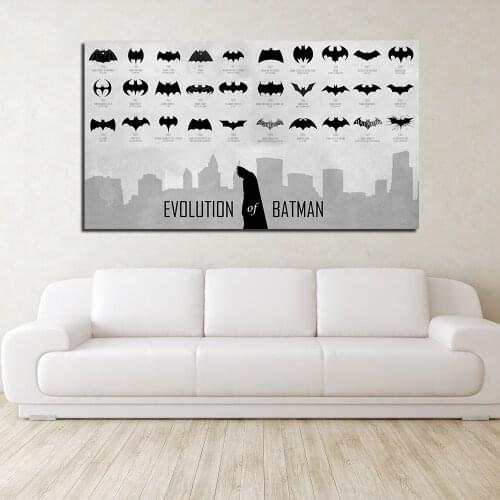 Marvel Poster Superhero Batman Evolution Canvas Living Room Painting Children Room Wall Art Canvas Printmaking Frameless Cudros