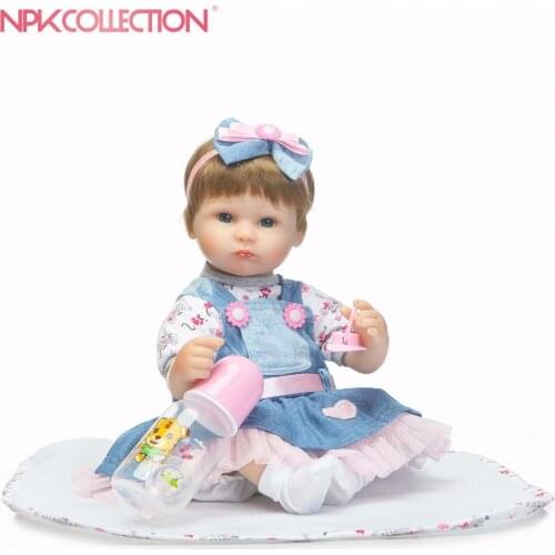 NPK 42cm Lifelike Reborn Baby Dolls Girl Soft Silicone Bebes Reborns Realistic Dolls PP filling Silicon with Clothes Cute Toy