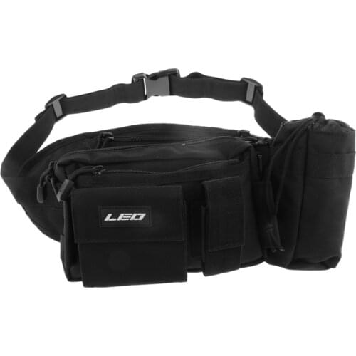 Adjustable Strap Fishing Tackle Bag Fishing Waist Pack Bum Bag Fanny Pack with Detachable Left / Right Water Bottle Pocket