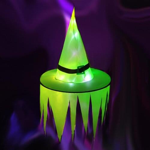 Hat Halloween Party Decoration Hat Hanging Glowing LED Lighting Cap Festival Prop Witch Hat for Home Bar Halloween Party