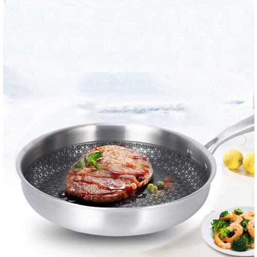 Stainless Steel Pan Non-Stick With Glass Cover 20CM Baby Food Pot Non-Coating Composite Multilayer Bottom Wok Easy To Clean