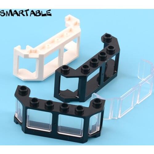 Smartable Train Cockpit 2x6x2 with Glass Building Block MOC Train Parts Toy For Control Cabin Compatible City 17454 2pcs/lot