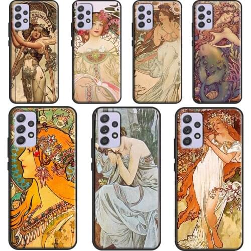Vintage Alphonse Mucha Art Phone Case For Samsung Galaxy A52 A32 A42 A72 A12 A21S A20e A40 A50 A70 A31 A51 A71 A02S