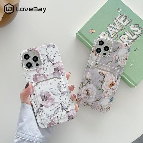 Retro Vintage Flower Banana Leaf Card Bag Phone Case For iPhone 11 12 Pro Max XS XR X SE 2020 8 7 Plus Soft IMD Silicone Cover