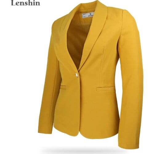 Lenshin High-quality Shawl Collar Blazer Straight and Smooth Jacket Office Lady Style Business Formal Wear Candy Color Heavy Top