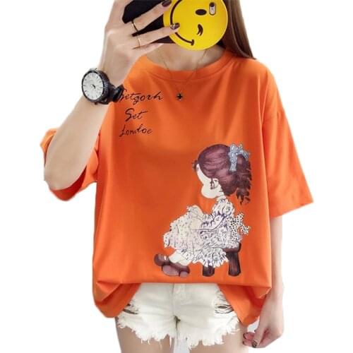 T-shirt Women 2019 Summer Clothes Short Sleeve Korean Fashion Tees Shirts Plus size Loose Female Printed T-shirt Casual Tops Z94