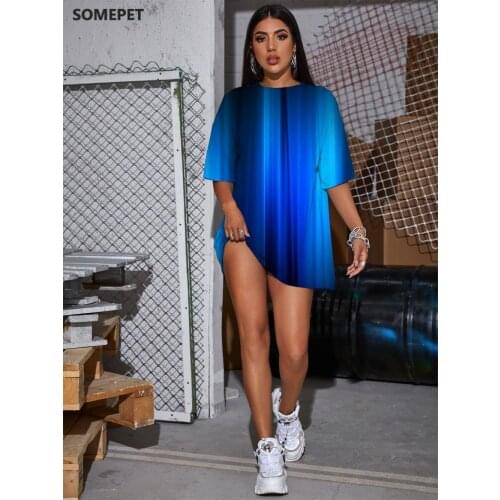 SOMEPET Abstract T-shirt Women Psychedelic Punk Rock Dark Blue Summer Harajuku Tshirt Printed Womens Clothing Fashion Sexy New