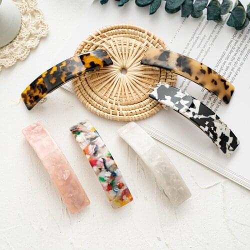 New 6-Color Acetate Plate Spring Clip Hairpin For Women Elegant Girls Versatile Hairpin Barrettes Korean Sweet Hair Accessories
