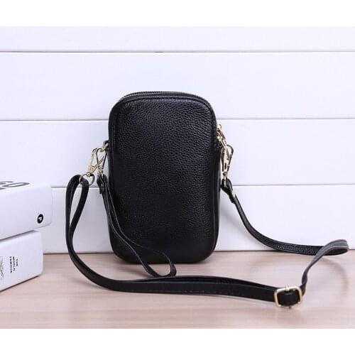 Female Shoulder Bags Ladies Messenger Bag Genuine Leather Women Crossbody Bags Mini Luxury Women Double Zipper Phone Bag
