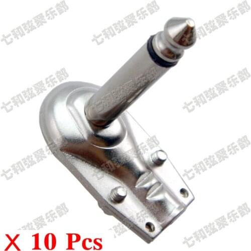 10 Pcs 6.35 mm 1/4 inch Mono Male Plug Right Angle 90 Microphone Audio Guitar Bass Cable Connector plug (FS-CR)