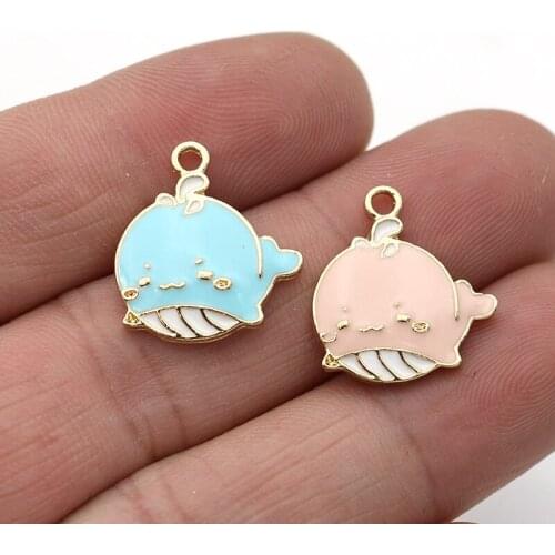 10Pcs Enamel Gold Color Whale Charms Pendant for Jewelry Making Earrings Bracelet Necklace Accessories DIY Craft Findings