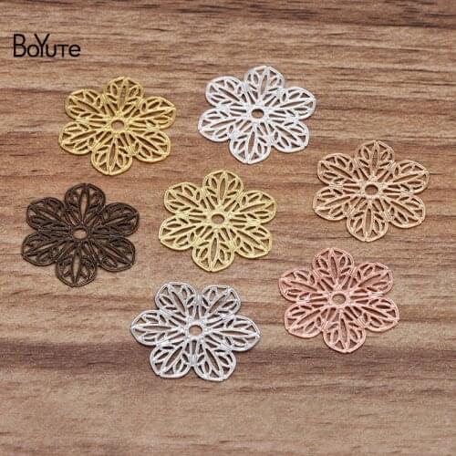 100 Pcs 22MM 7 Colors European Hollow Out Flower Charms Wholesale DIY Jewelry Vintage Brass Charms