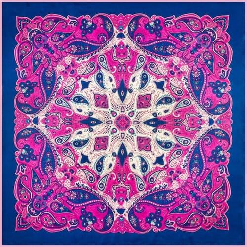 100cm Twill Silk Scarf For Women Leopard Paisley Print Square Scarf Scarves Lady Shawl Female Neckerchief Foulard Hijab Bandana