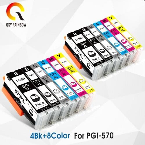2Sets 6 color PGI 570 CLI 571 PGI-570BK compatible ink cartridge for canon PIXMA MG7750 MG7751 MG7752 MG7753 TS8050 TS8051