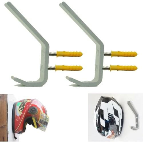 2Pcs Metal Wall Mount Motorcycle Helmet Holder Hook Bags Keys Hanger Display