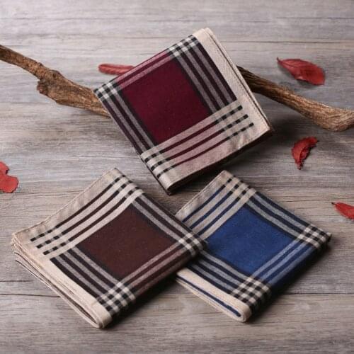 2PCS New 100% Cotton Antique lace stripe handkerchiefs men Square Handkerchief ladies hanky towel party Christmas gift
