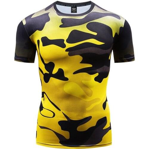 2021 8 Colors Camouflage T Shirt Homme Compression Tshirt Men Tee-Shirt Fitness T Short T-shirts Gyms Bodybuilding Tops