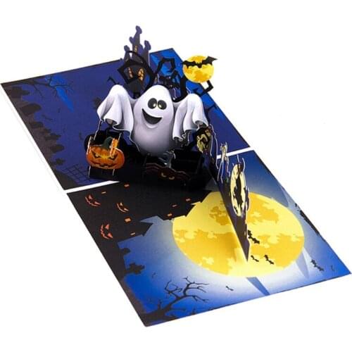 3D Pop-Up Halloween Cards Witch Ghost Pumpkin Greeting Card with Envelope for Halloween Party Postcard Gift