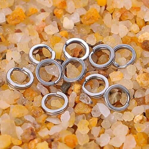 50Pcs/set Stainless Steel Split Ring Connector For Fishing Hard Bait Bait Bait Crank Double Fishing Gadget Ring T4A2