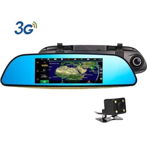 7 inch Supports GPS Navi Bluetooth WIFI Dash camera recorder Rear View Mirror Dual Lens FHD 3G Car DVR Video Camera 1080P