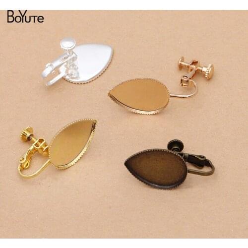 BoYuTe (20 Pieces/Lot) 13*18MM Water Drop Blank Earring Clips Base Settings Handmade DIY Jewelry Component Findings