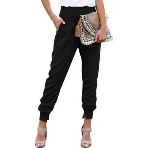 Korean fashion pants women Ankle Tied Autumn Winter Elastic Waist Side Pockets Trousers pants women Long Trousers Plus Size 3XL