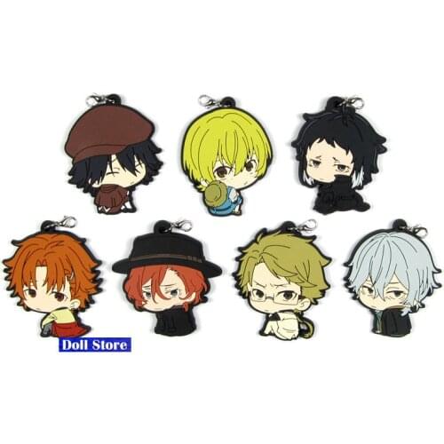 Bungo Stray Dogs Anime keychain Dazai Osamu Atsushi Nakaji Edogawa Ranpo rubber keychain strap/mobile phone charms D301