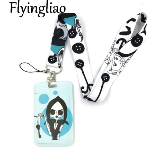 Coraline Horror Halloween Art Cartoon Anime Fashion Lanyards Bus ID Name Work Card Holder Accessories Decorations Kids Gifts