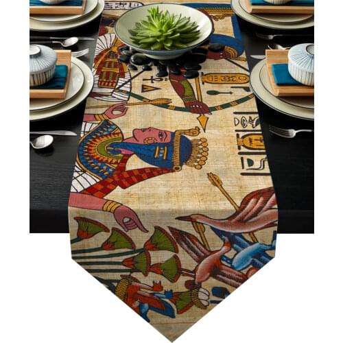 Ancient Egyptian Gods Style Symbol Yellow Table Runner Table Flag Home Party Decorative Tablecloth Table Runners