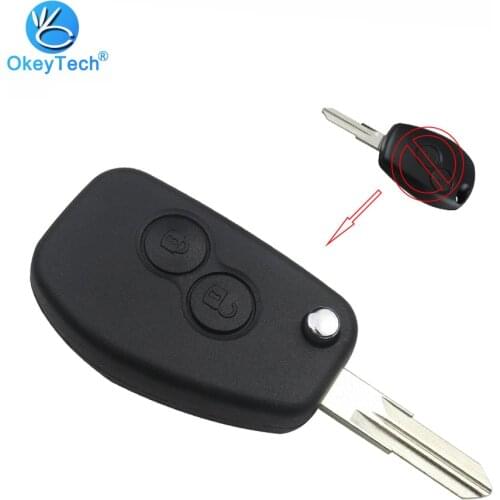 OkeyTech 2 Button Flip Folding Modified Remote Key Shell VAC102 Uncut Blade Cover Case Fob for Renault Dacia Modus Logan Clio