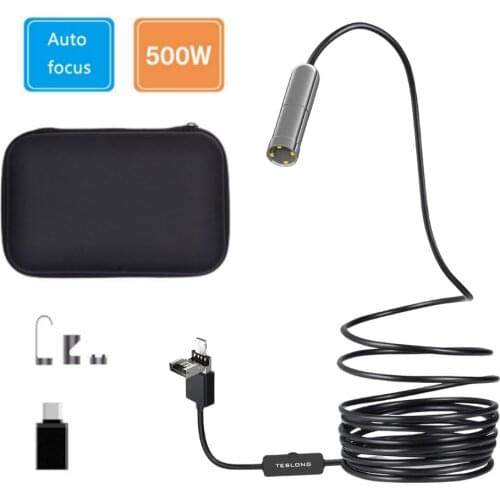 3cm-10m Auto Focus Endoscope Camera Multifunction 5.0MP Micro Inspection Borescope 5m/16ft Waterproof Semi-Rigid Hard Cable