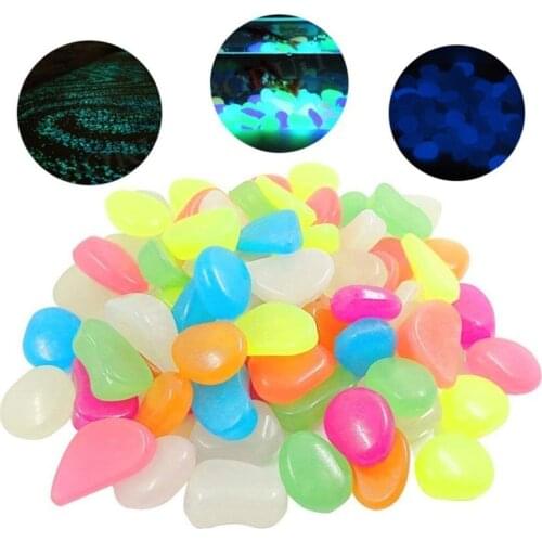 50/100 Pcs Fluorescent Pebbles Stones Glowing In The Dark Garden For Trail Lawn Aquarium Decoration
