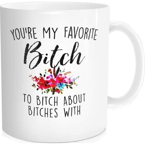 Coffee Mug Tea Cup Inspirational Quote For Women - You're My Favorite Bitch To Bitch About Bitches Ceramic 11 OZ