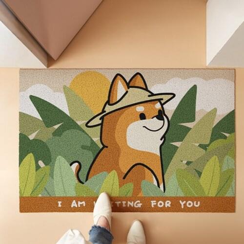 Akita Dog Home Door Mat PVC Anti-slip Silk Loop Mat Custom Can Be Cut Entrance Door Mat Carpet Hallway Porch Modern Mat Carpet