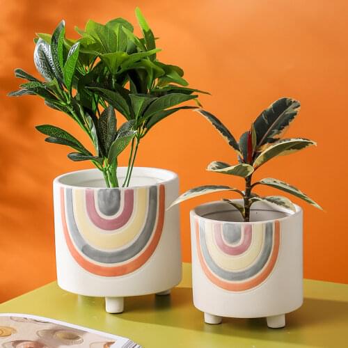 Nordic Creative Ceramic Flower Pot Round Simple Succulent Flower Pot Thumb FlowerPot Balcony Green Planting Home Garden