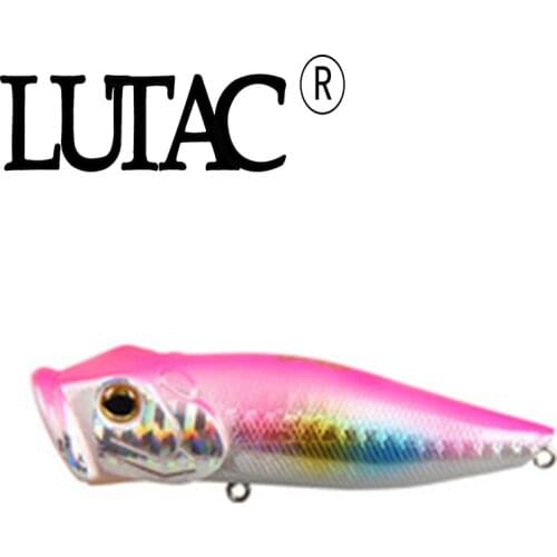 LUTAC Topwater 65mm 9g TP01C Popper Treble Hook 3D Eyes Fishing ABS Hard Plastic Lure Artifical Bait Long Casting Tackle