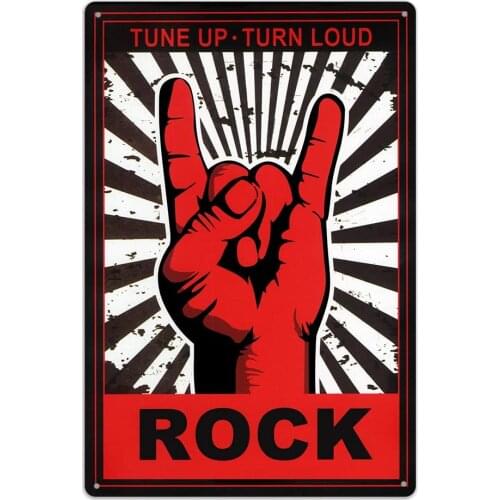 NaCraftTH [Tune Up - Turn Loud Metal Iron Tin Sign Music Rock Guitar Retro Classic Vintage Hanging Wall Art for Pub Bar Home