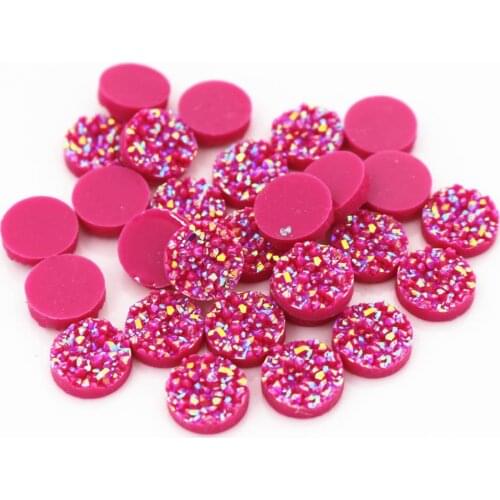 New Fashion 40pcs 12mm Rose Red AB Colors Natural ore Style Flat back Resin Cabochons For Bracelet Earrings accessories-V4-21